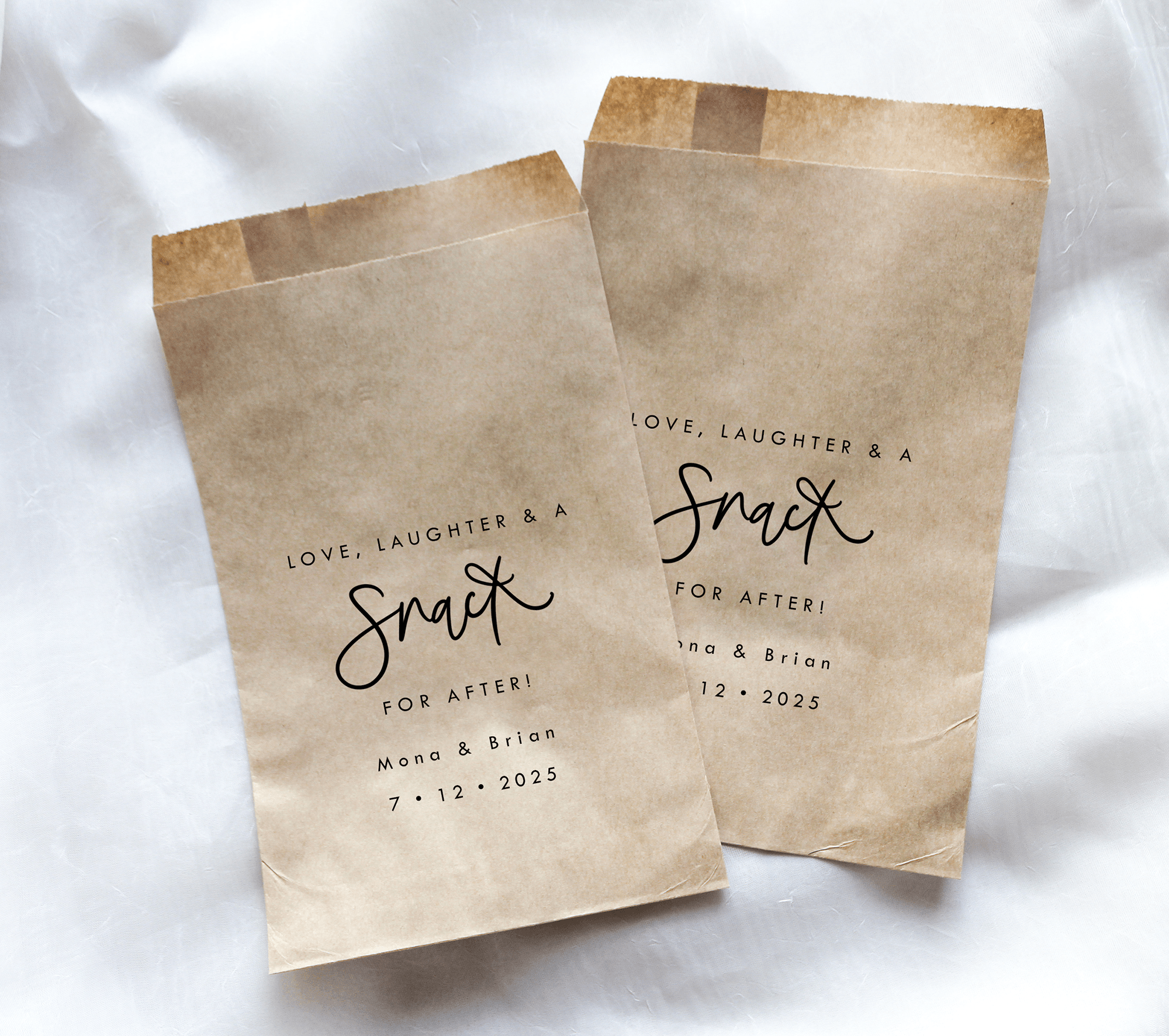 Love, Laughter, and a Snack for After! Favor Bags