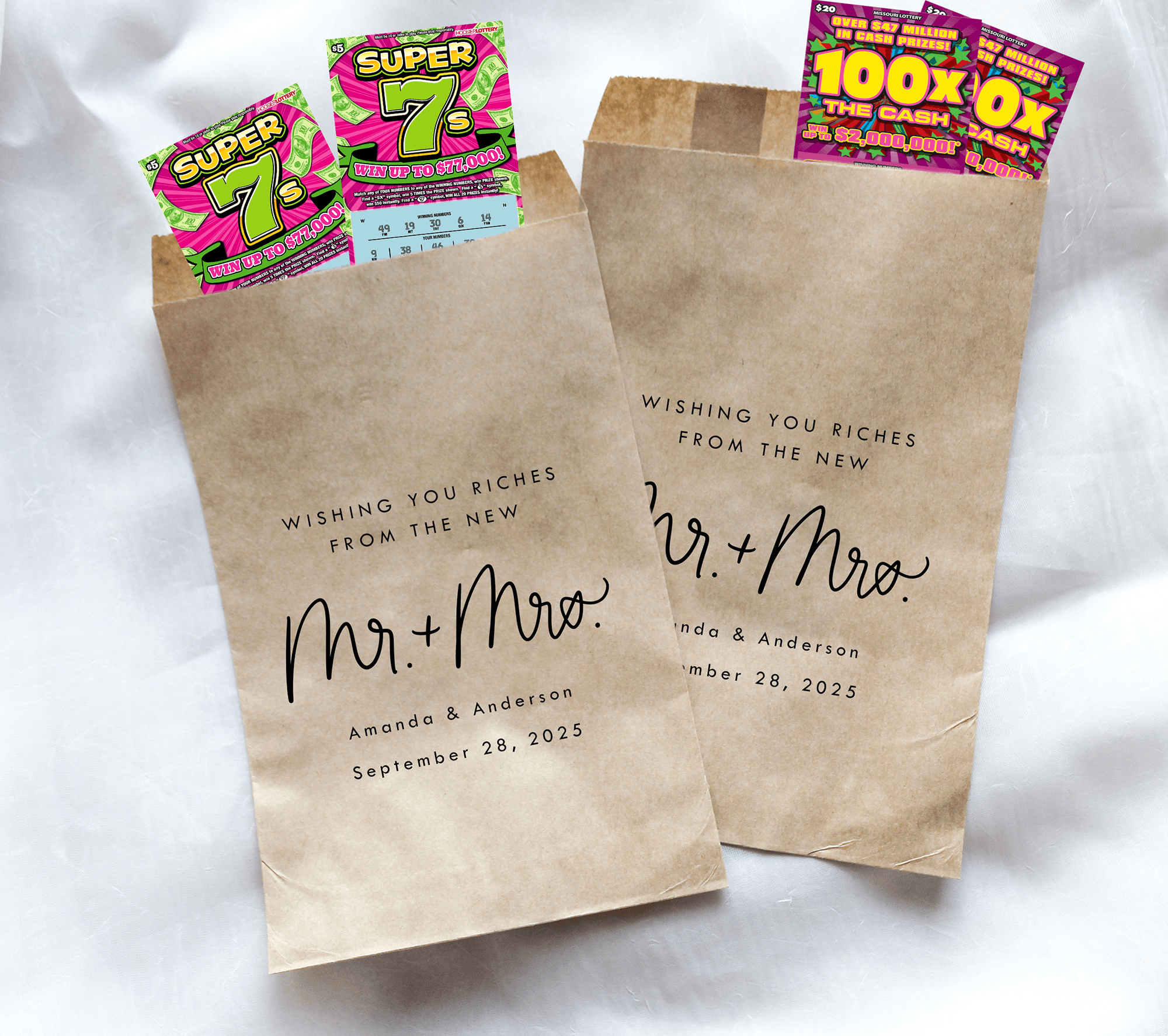 Wishing You Riches from the New Mr. and Mrs. Favor Bags