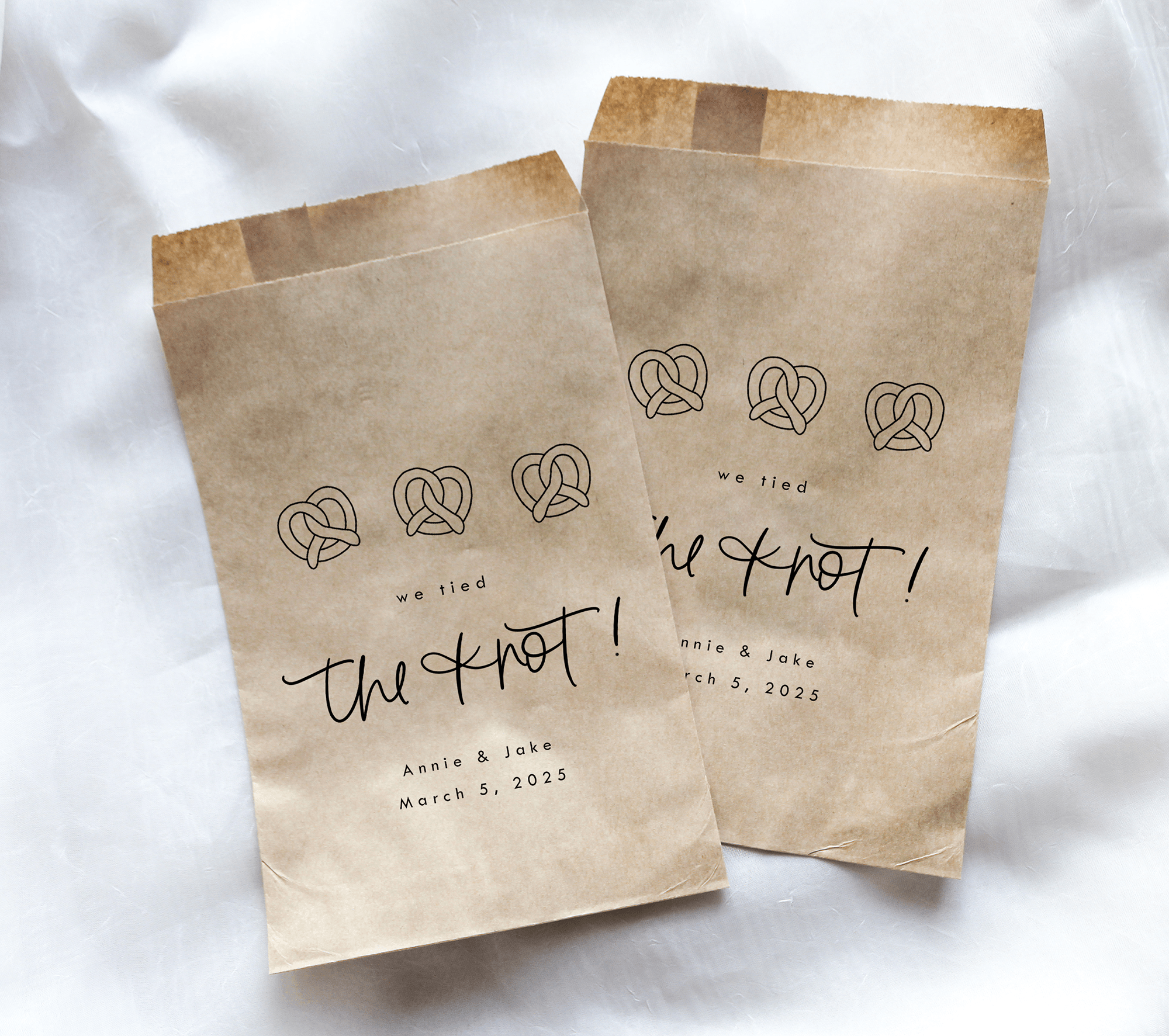 We Tied the Knot! Pretzel Favor Bags