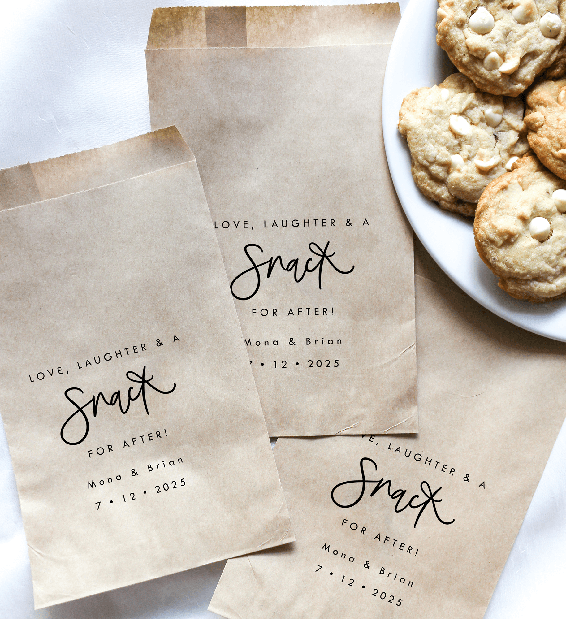 Love, Laughter, and a Snack for After! Favor Bags