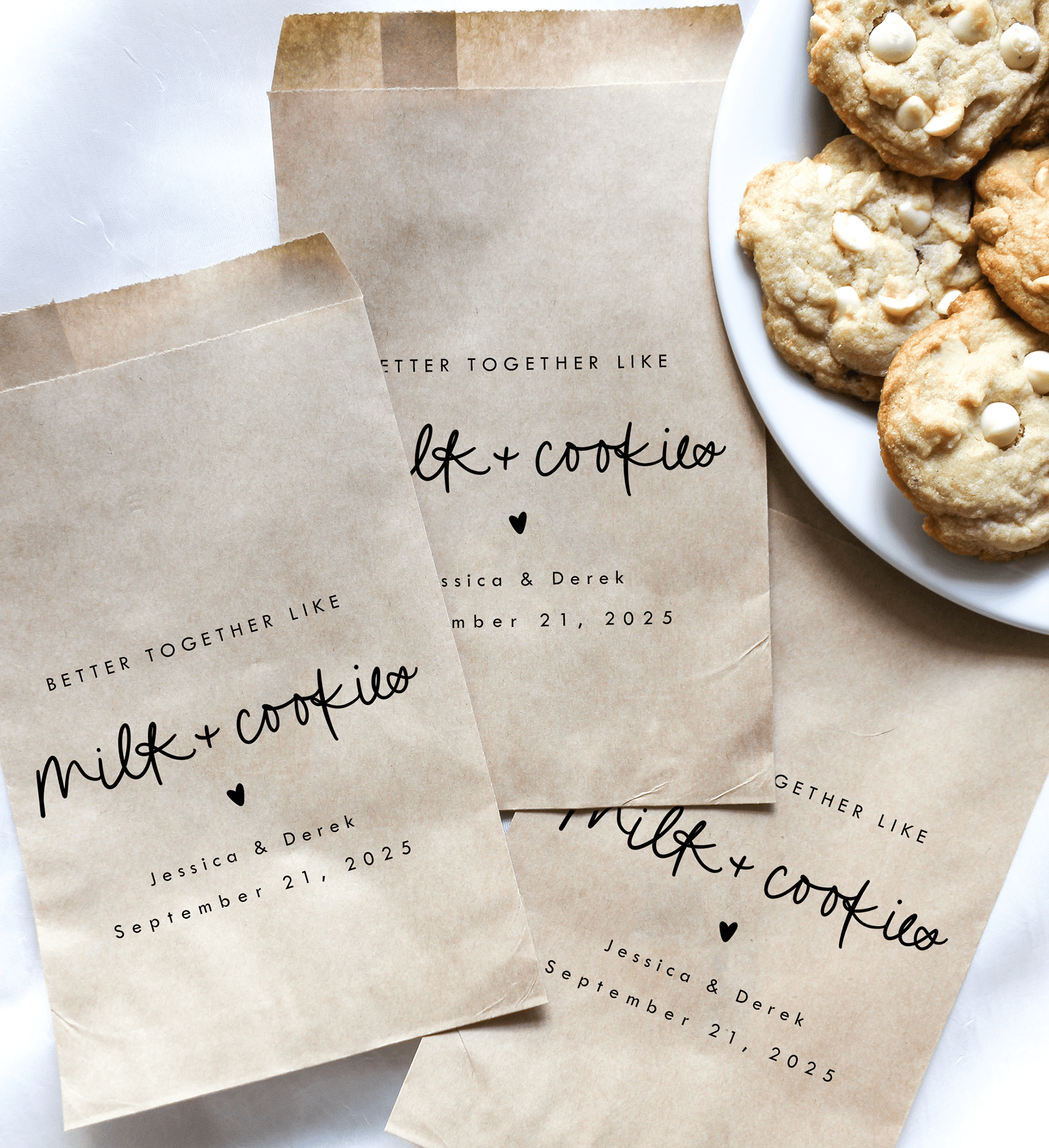 Better Together Like Milk and Cookies Favor Bags