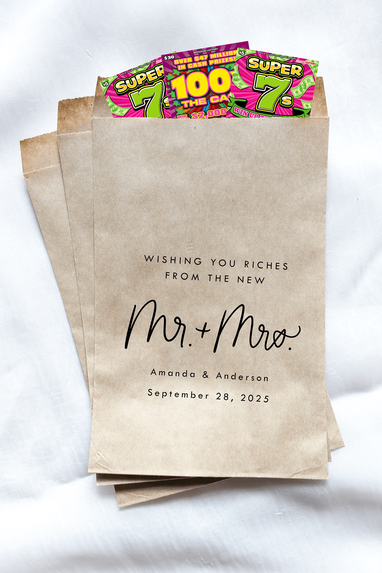 Wishing You Riches from the New Mr. and Mrs. Favor Bags