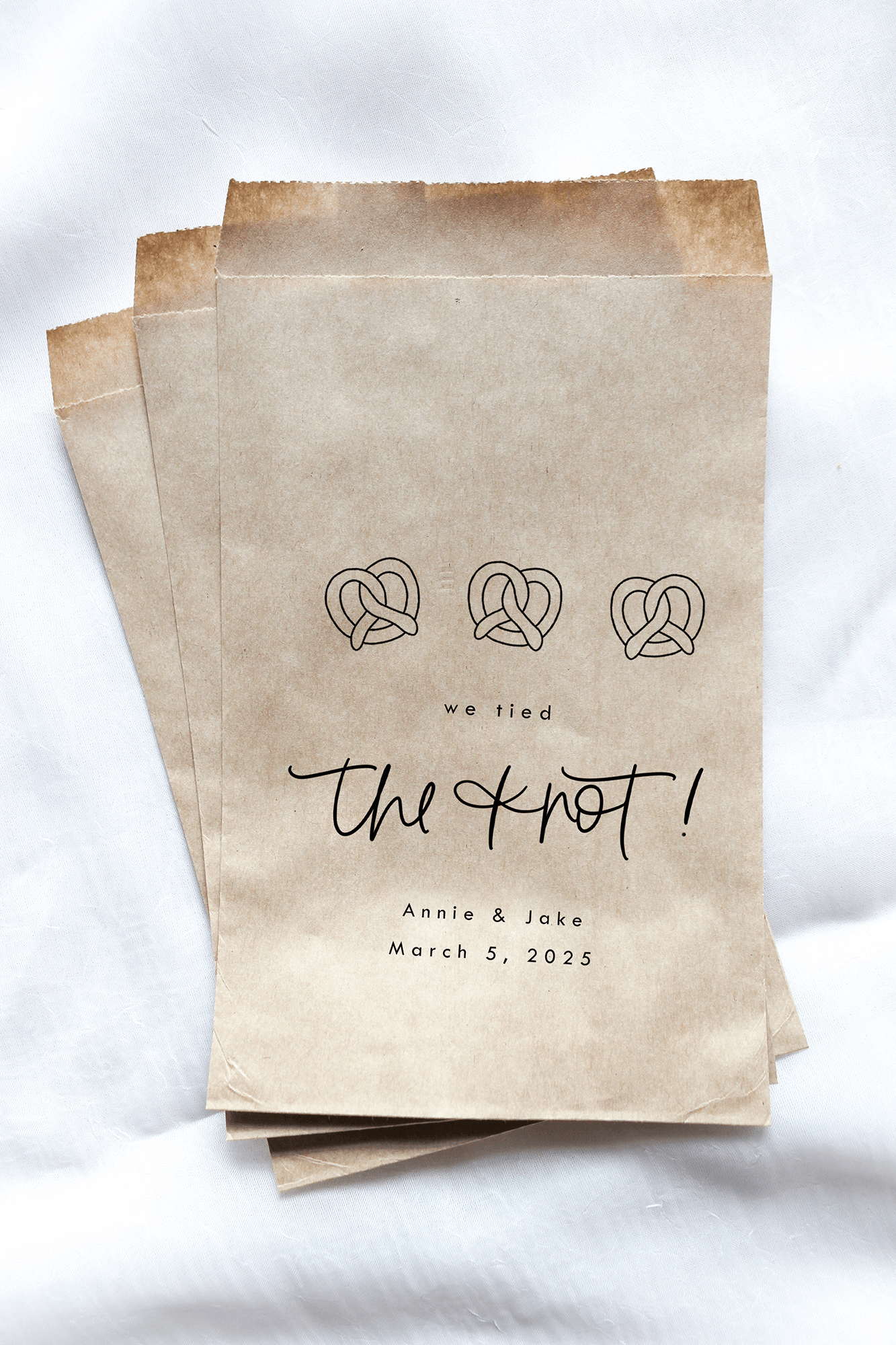 We Tied the Knot! Pretzel Favor Bags
