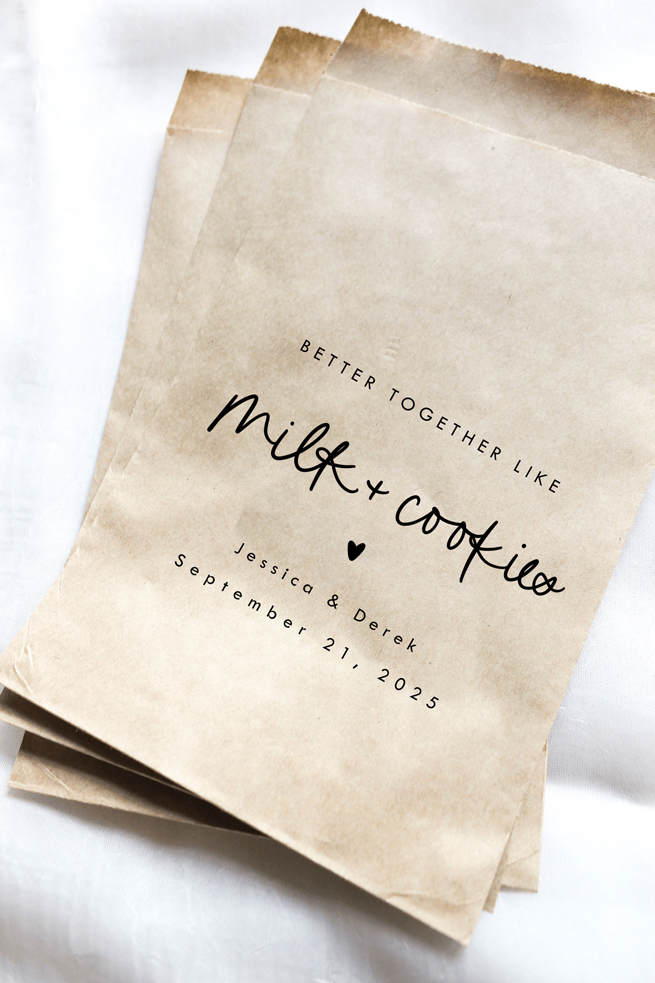Better Together Like Milk and Cookies Favor Bags