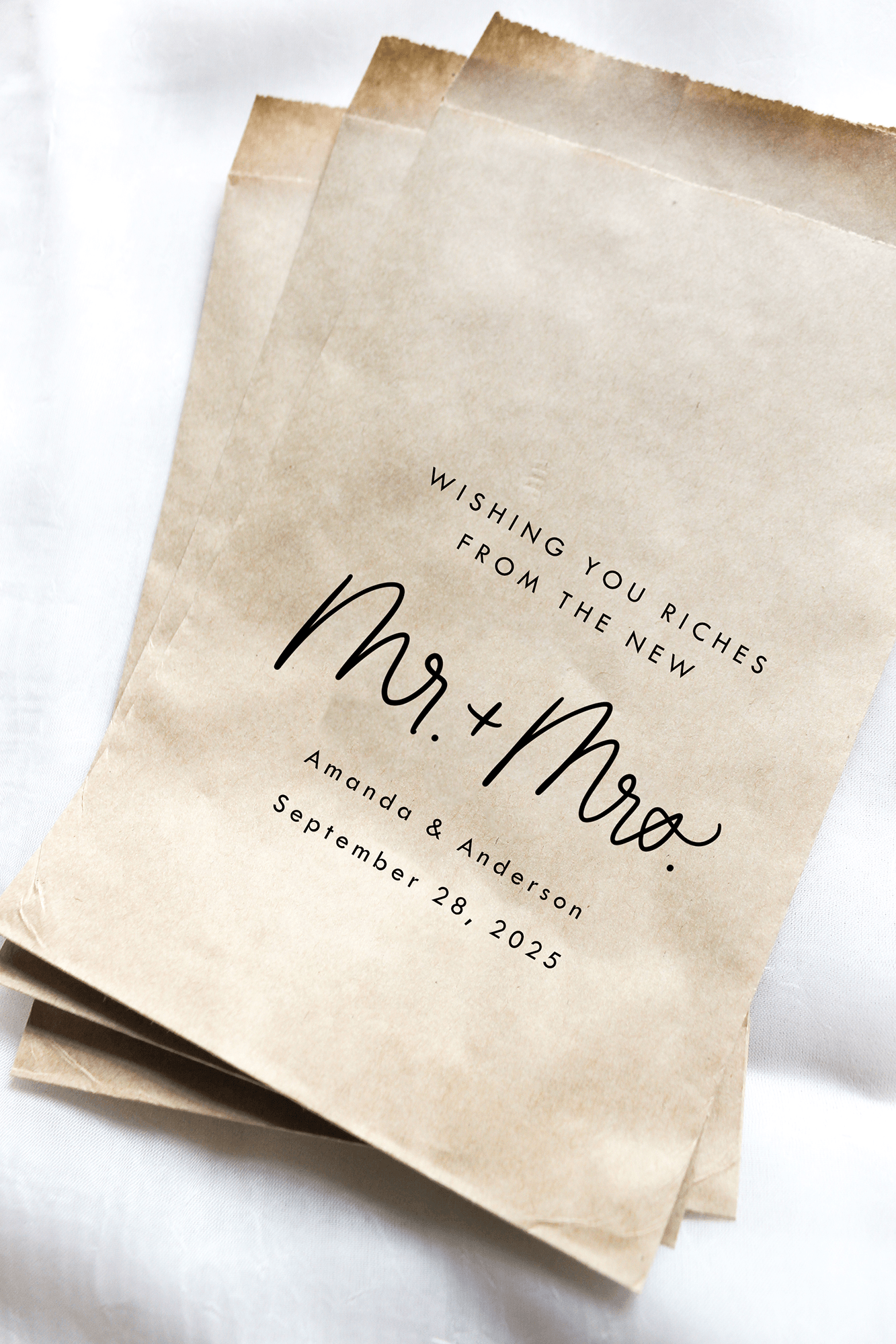 Wishing You Riches from the New Mr. and Mrs. Favor Bags
