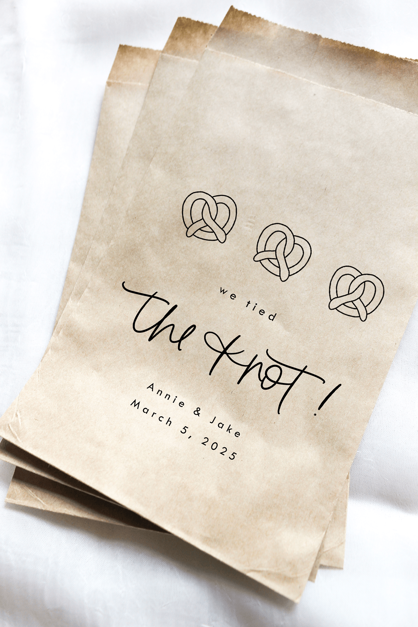 We Tied the Knot! Pretzel Favor Bags
