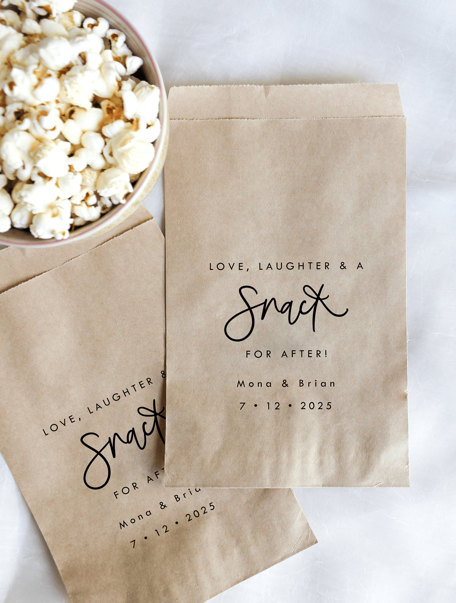 Love, Laughter, and a Snack for After! Favor Bags