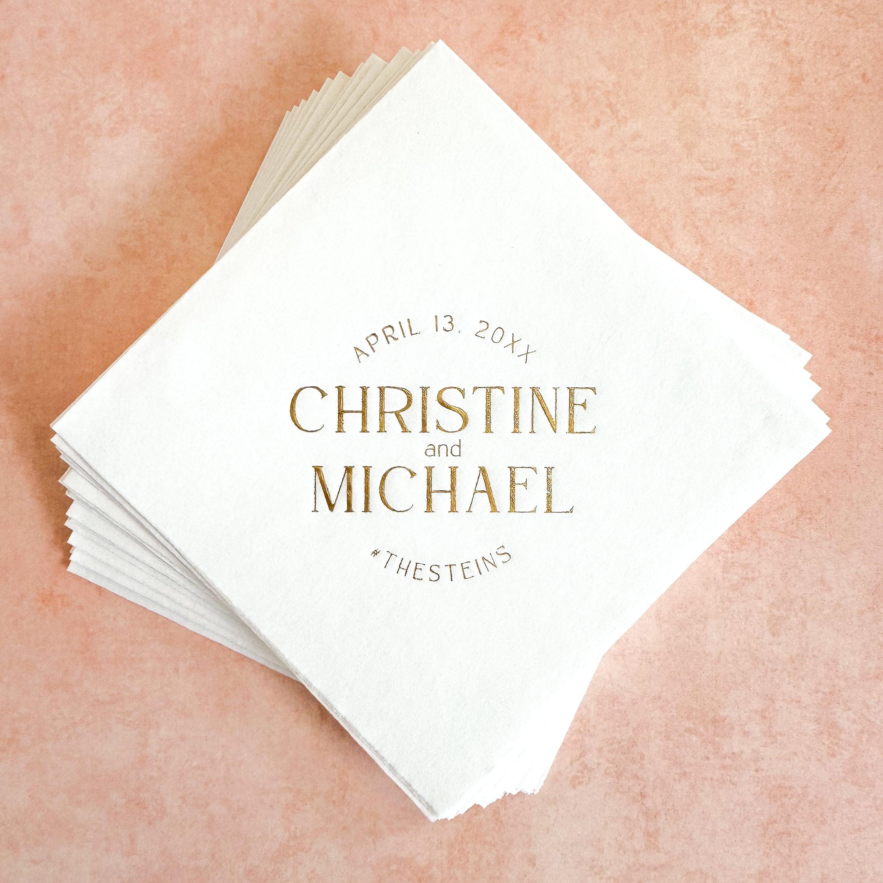 Wedding Cocktail Napkins - Names - Plum Grove Design