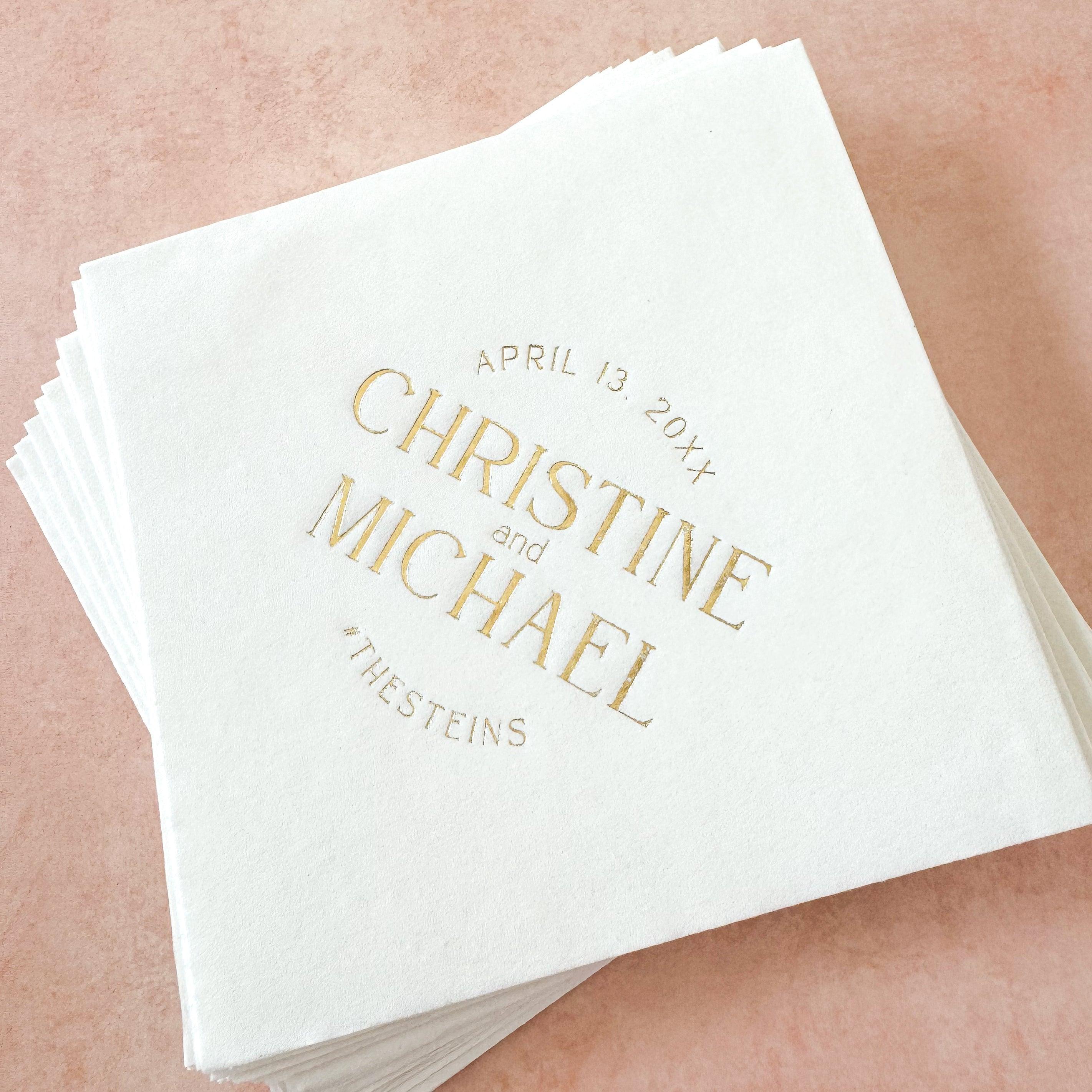 Wedding Cocktail Napkins - Names - Plum Grove Design