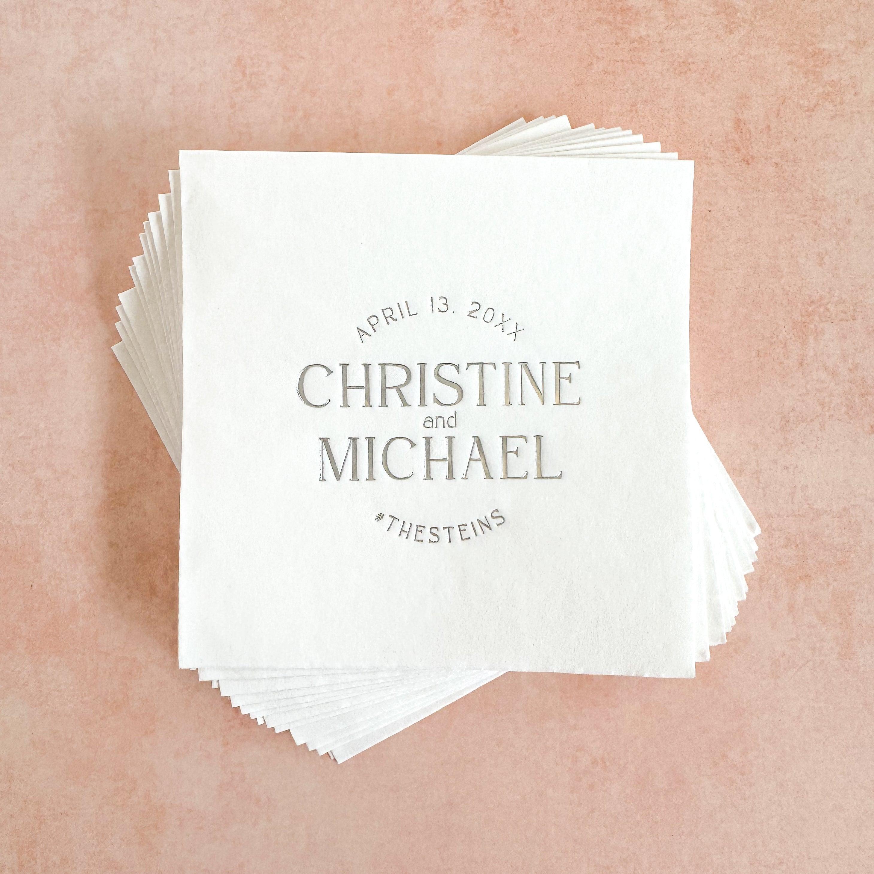 Wedding Cocktail Napkins - Names - Plum Grove Design