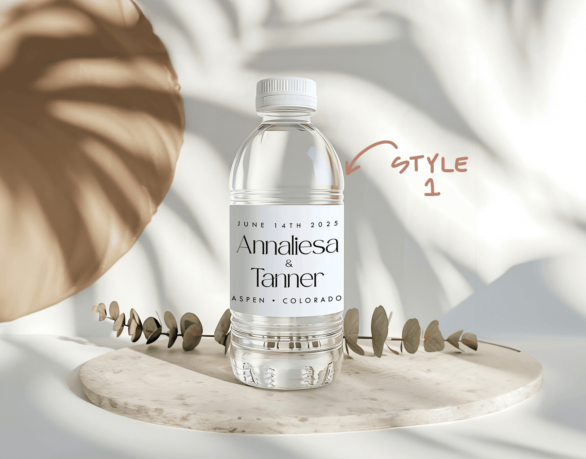 Personalized Wedding Water Bottle Labels - Plum Grove Design