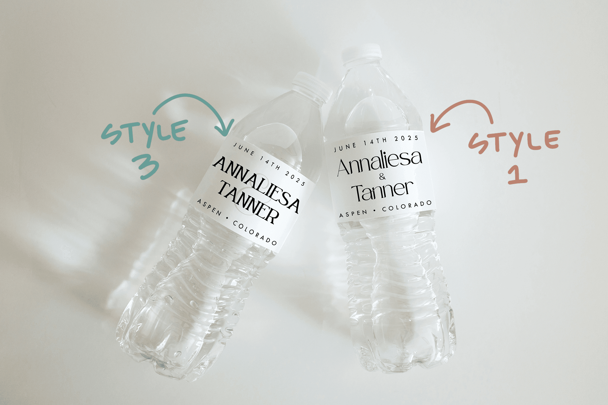 Personalized Wedding Water Bottle Labels - Plum Grove Design