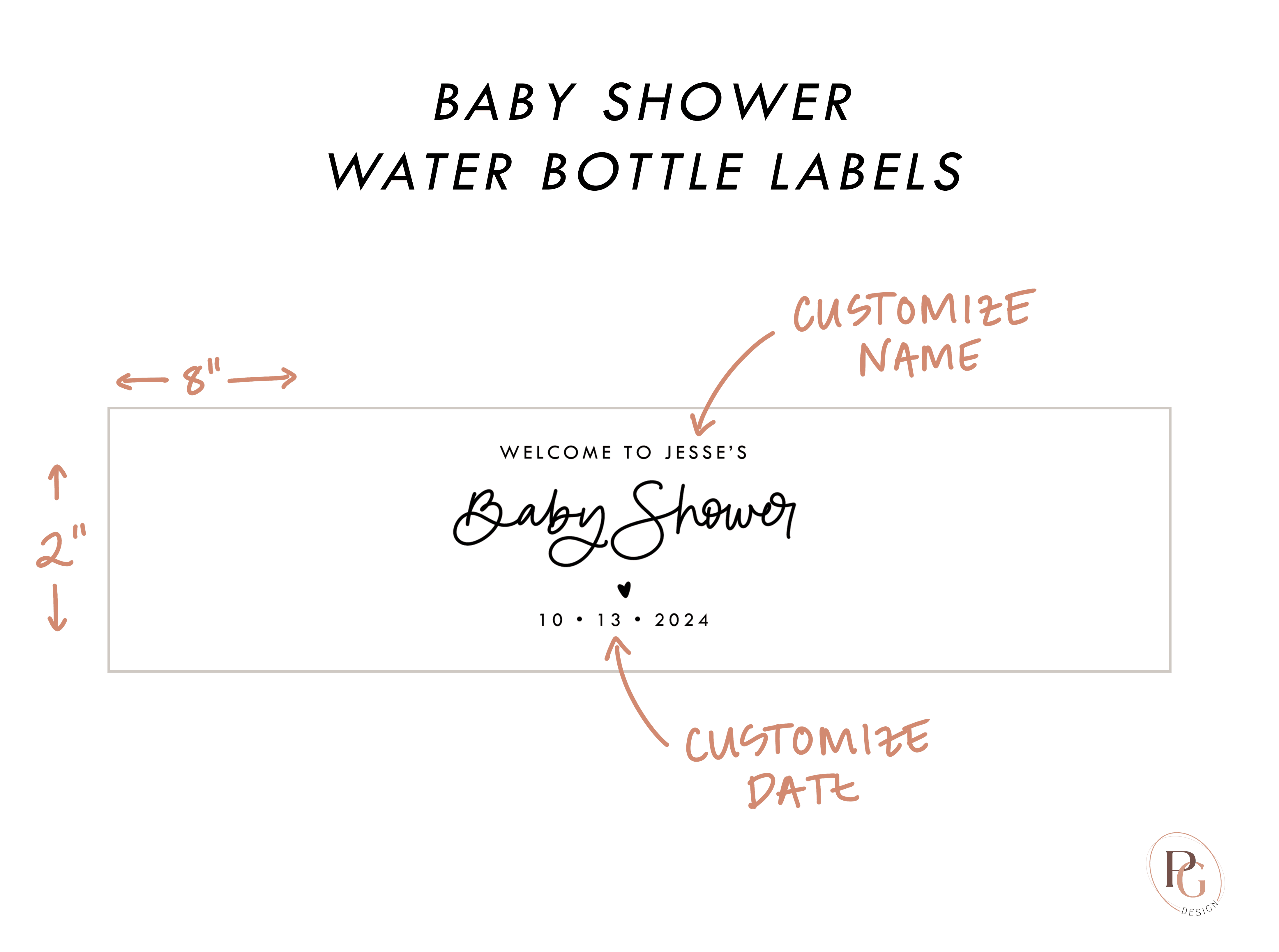 Baby Shower Water Bottle Labels - Plum Grove Design