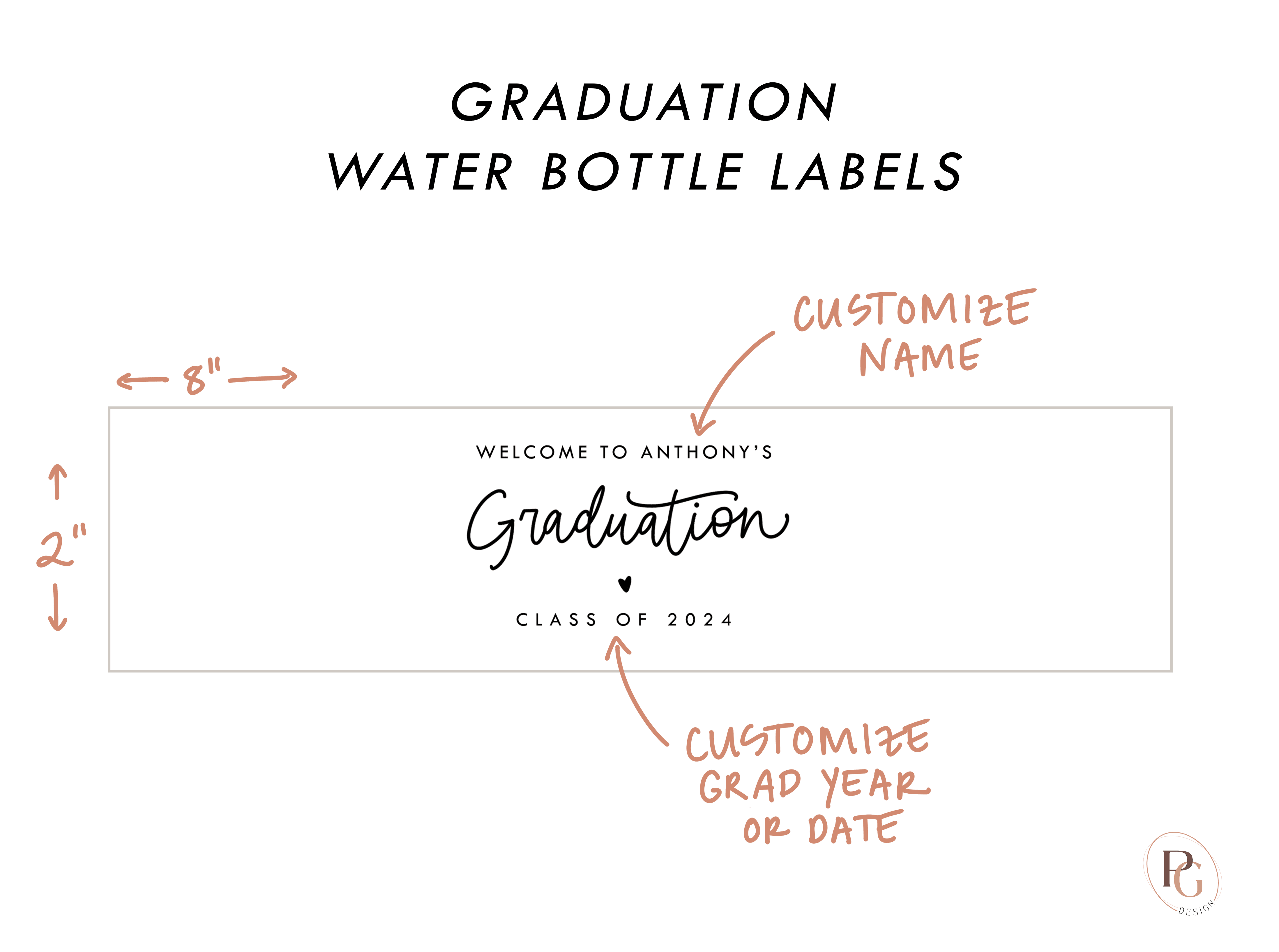 Graduation Party Water Bottle Labels - Plum Grove Design
